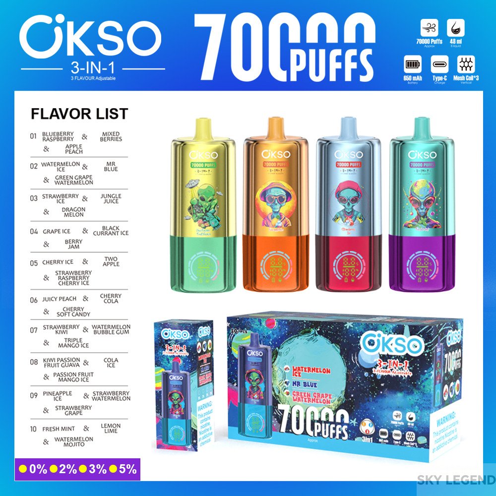 OKSO-3IN1-70000-PUFF wholesale disposable vapes with flavor switching