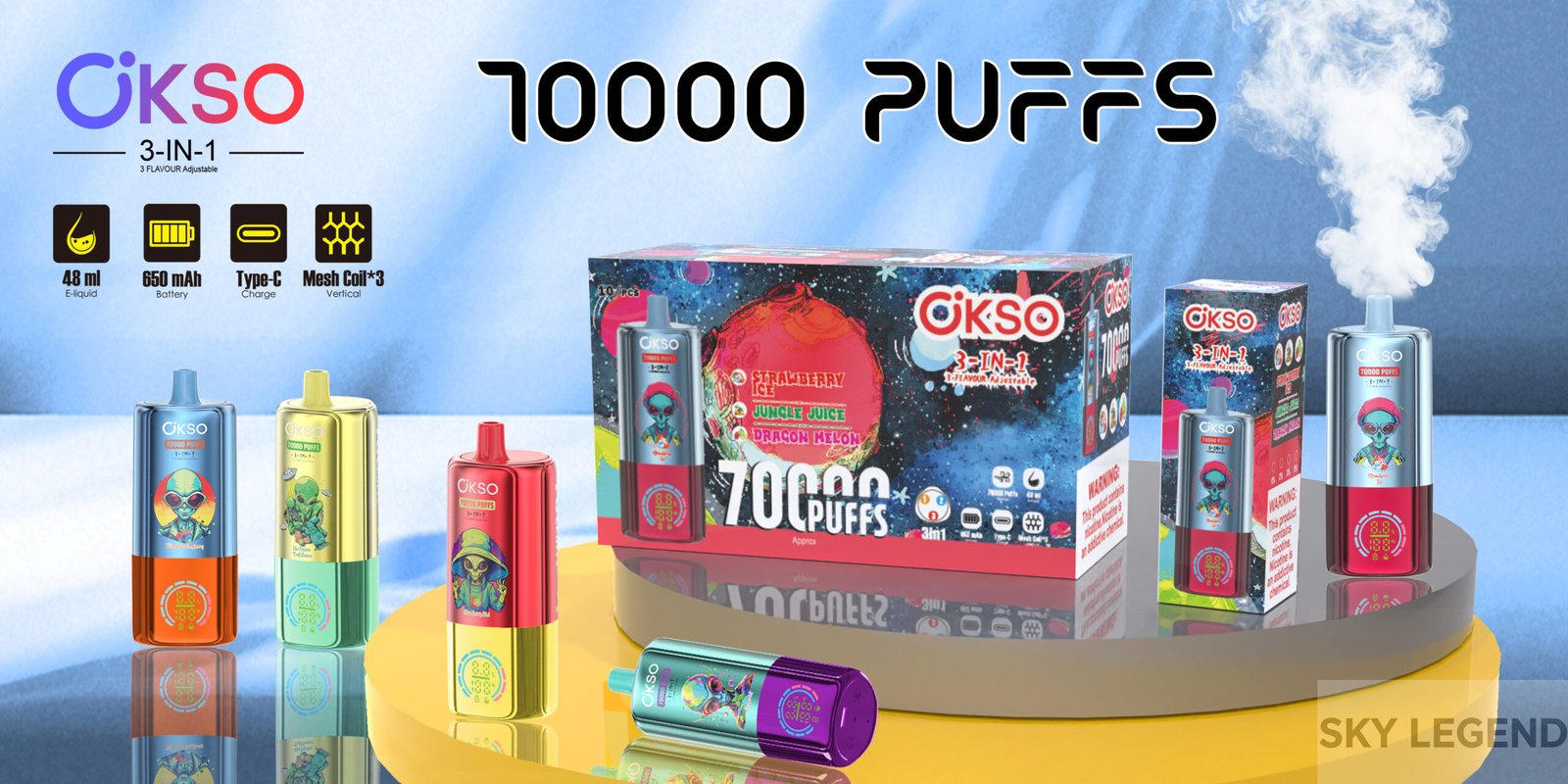 OKSO-3IN1-70000-PUFF wholesale disposable vapes with flavor switching and Switching flavors disposable vape
