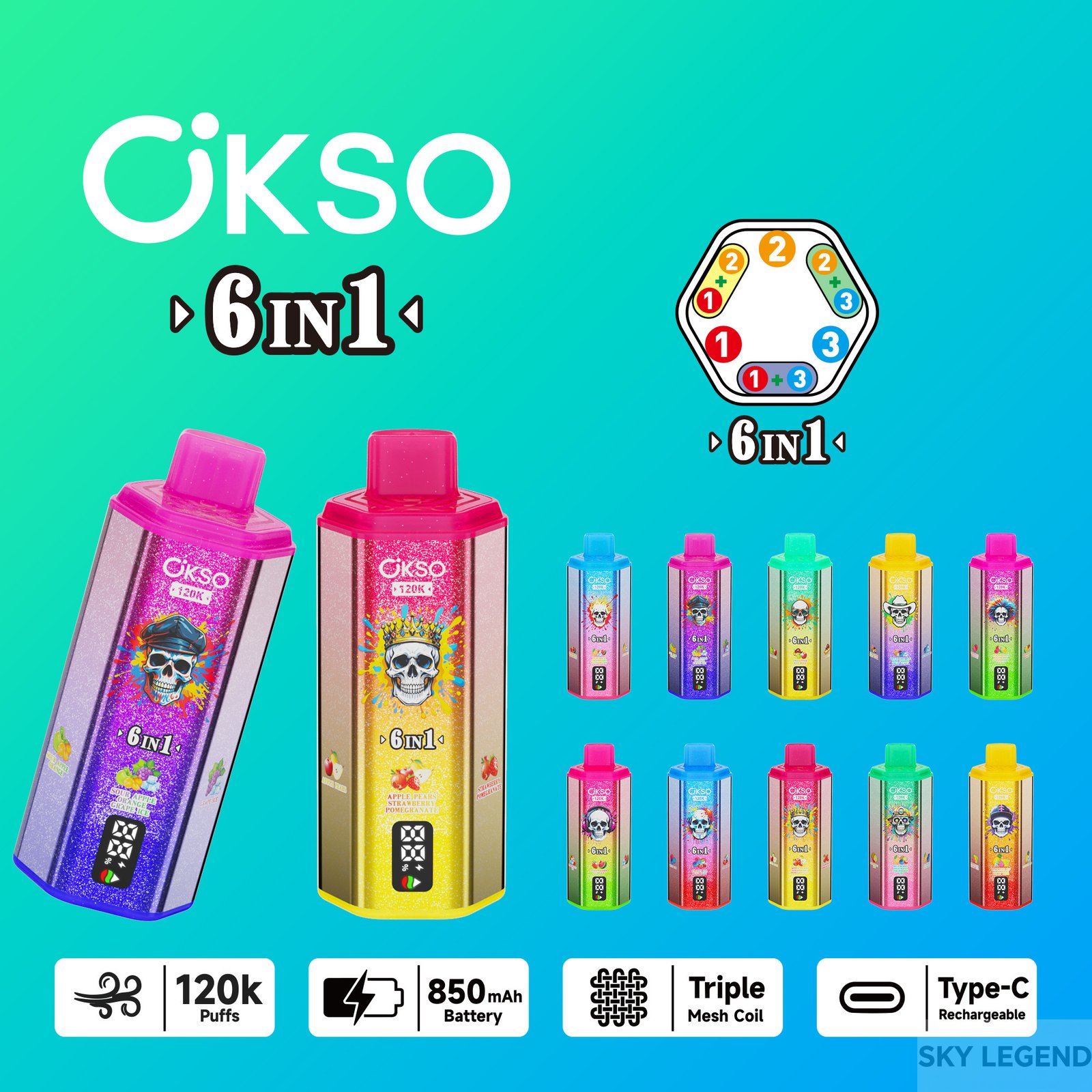 OKSO-6IN1-120000-PUFF wholesale disposable vapes with flavor switching and Ranking of Switchable Flavor Disposable vape