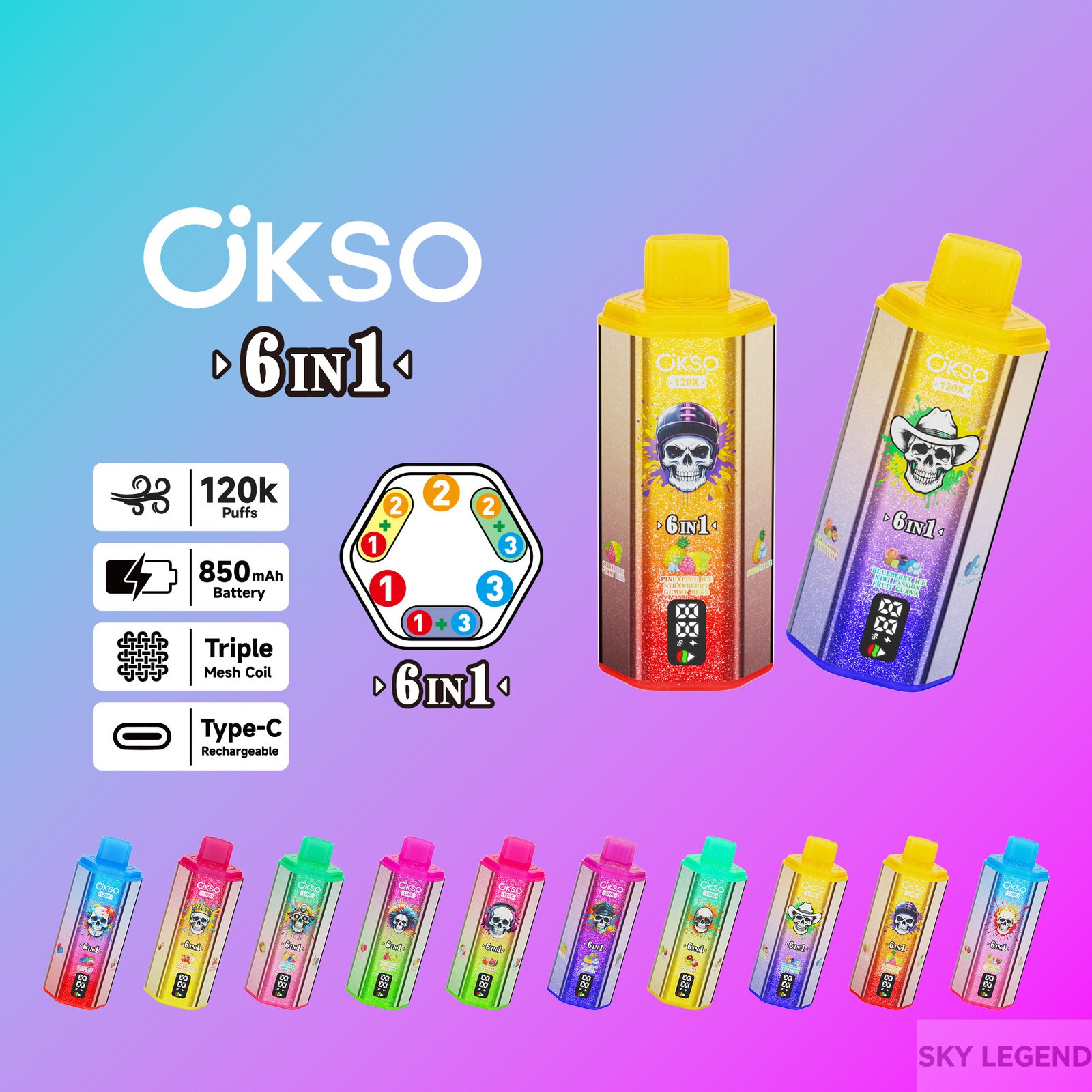 OKSO-6IN1-120000-PUFF wholesale disposable vapes with flavor switching and Ranking of Switchable Flavor Disposable vape