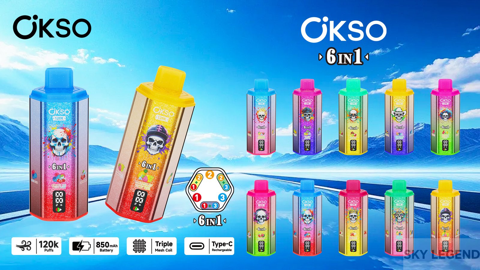OKSO-6IN1-120000-PUFF wholesale disposable vapes with flavor switching and Ranking of Switchable Flavor Disposable vape