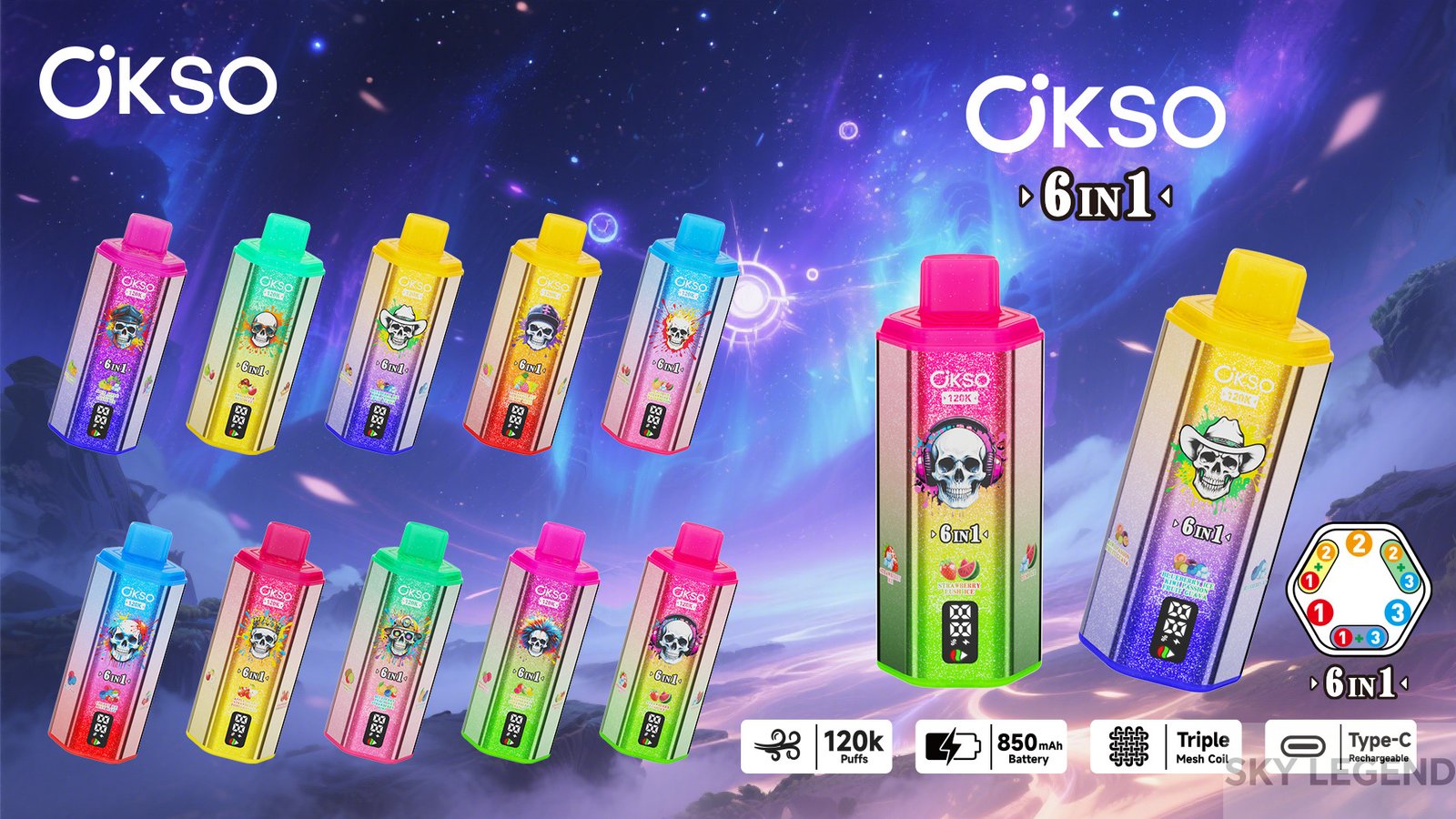 OKSO-6IN1-120000-PUFF wholesale disposable vapes with flavor switching and Ranking of Switchable Flavor Disposable vape